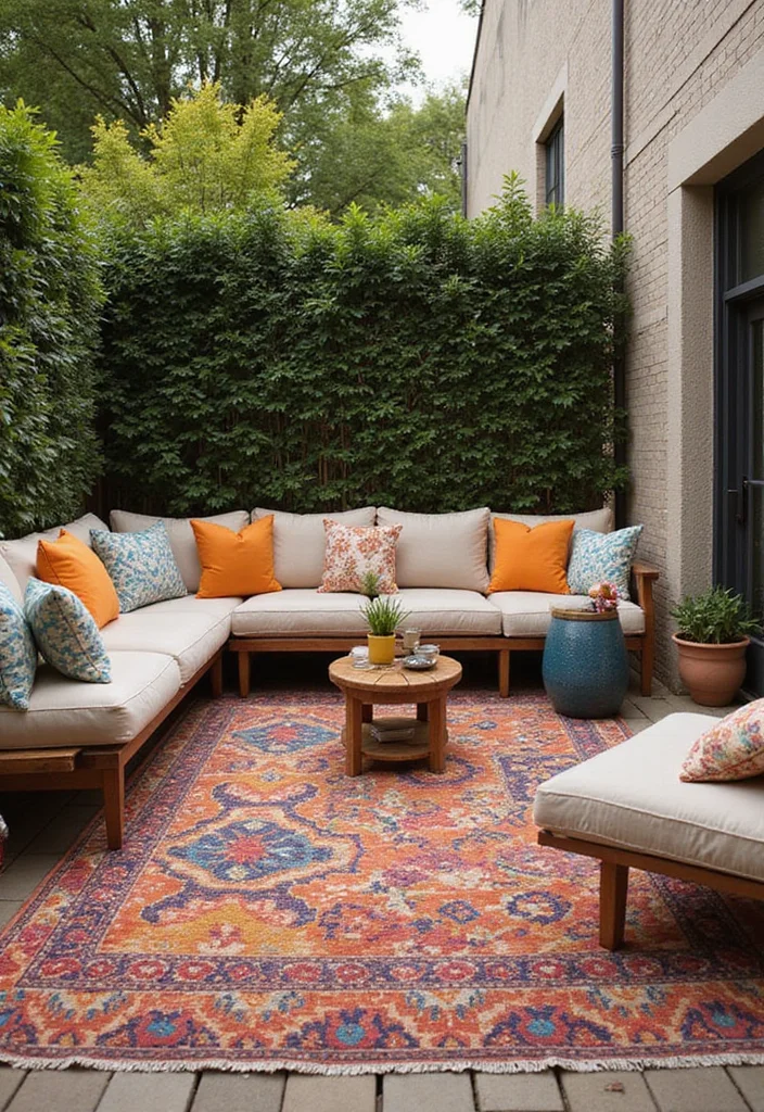 14 Cozy Backyard Ideas for Warm Inviting Everyday Retreats 67 14 Cozy Backyard Ideas for Warm Inviting Everyday Retreats 7. Outdoor Rugs
