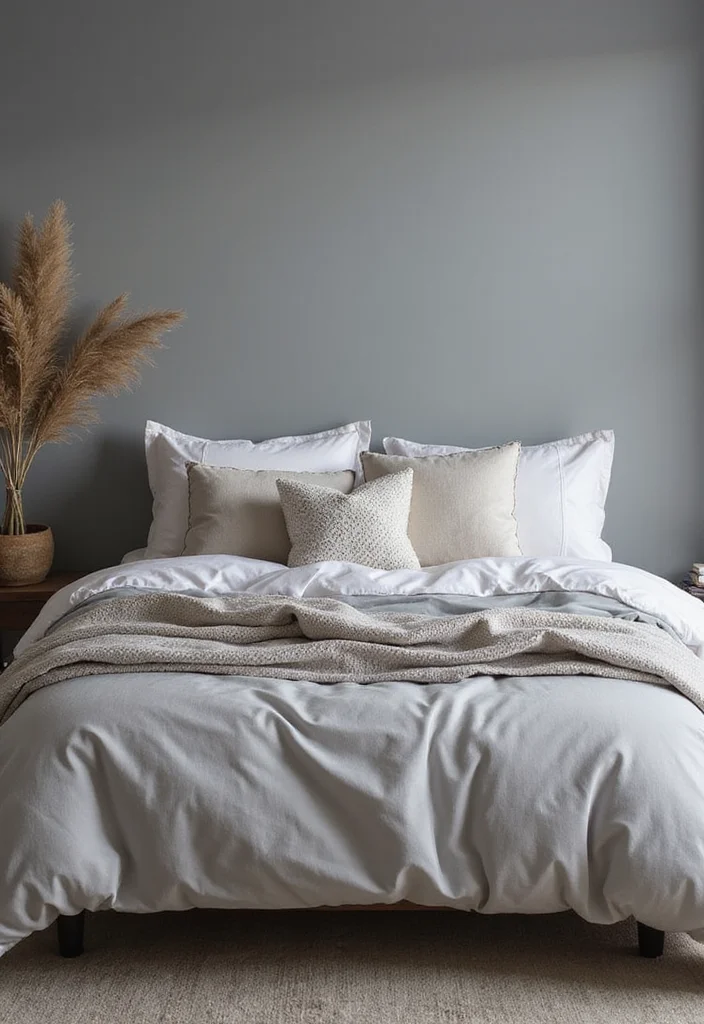 14 Grey Bedroom Ideas for Soft Cozy Modern Neutral Atmosphere - 8. Cozy Bedding Layers
