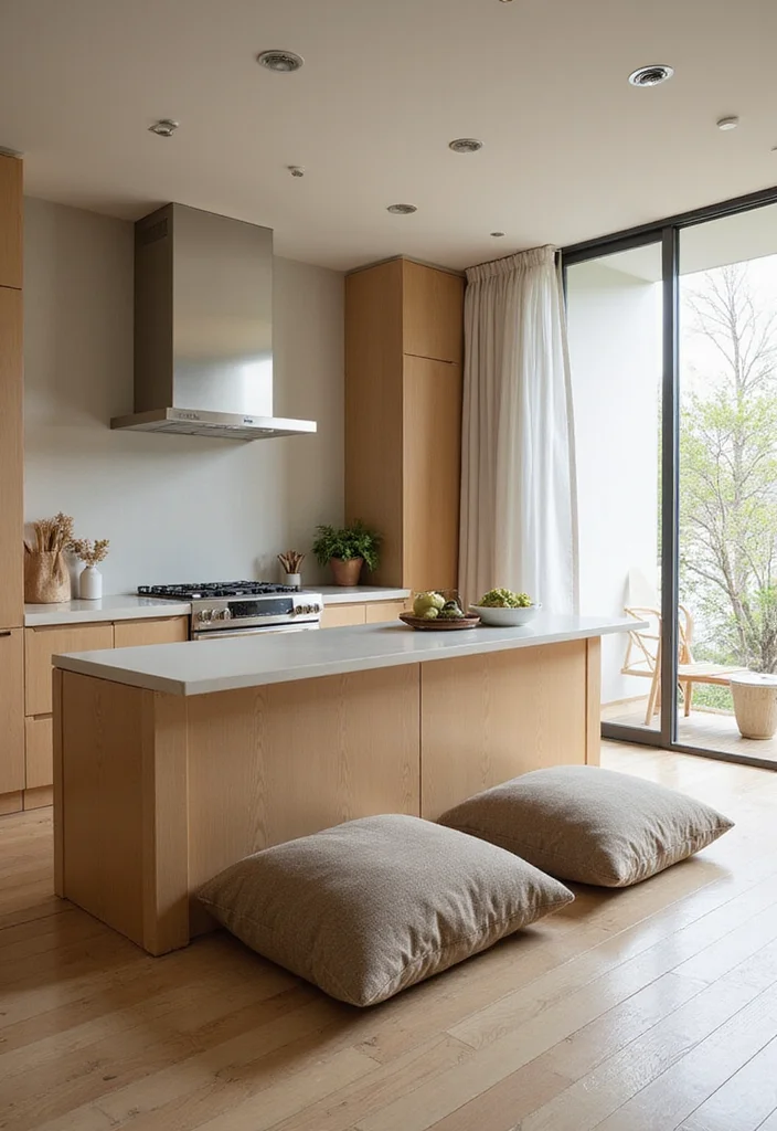 14 Kitchen Island Ideas With Seating for Social Functional Layouts - 11. Island with Japanese-Style Floor Seating