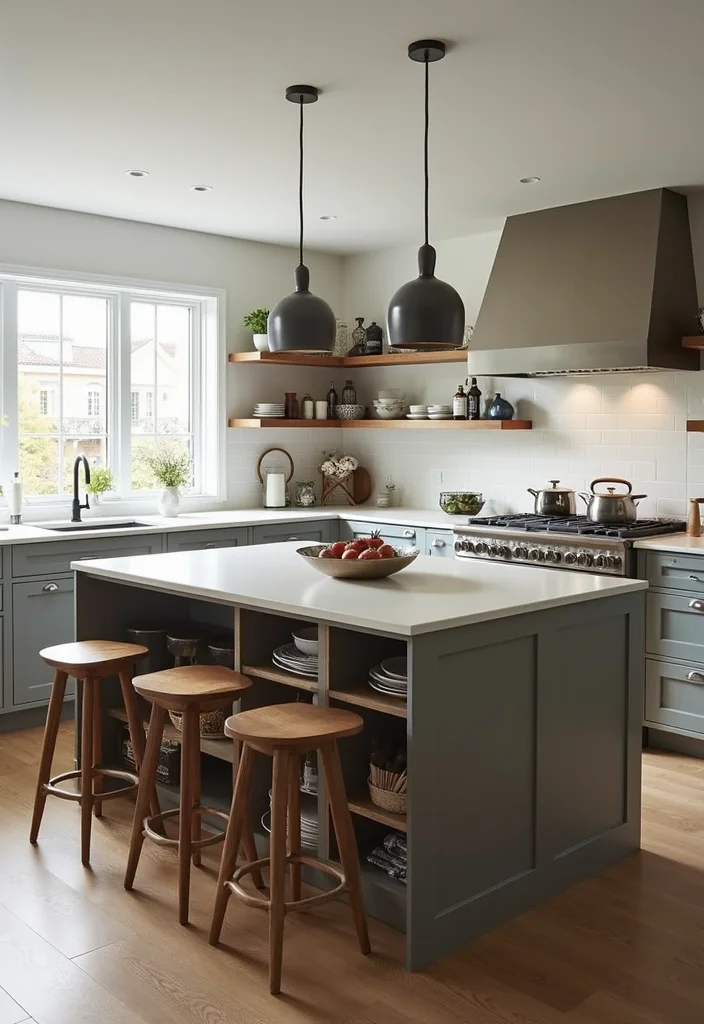 14 Kitchen Island Ideas With Seating for Social Functional Layouts - 6. Integrated Storage and Seating Combo