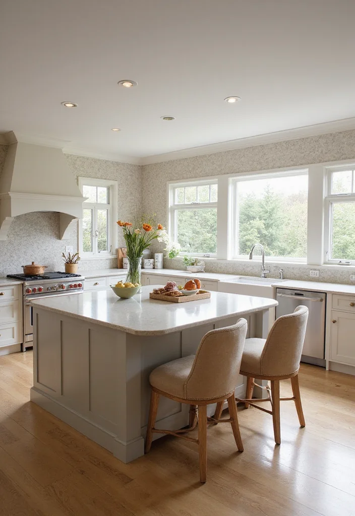 14 Kitchen Island Ideas With Seating for Social Functional Layouts - 8. Curved Island with Plush Seating