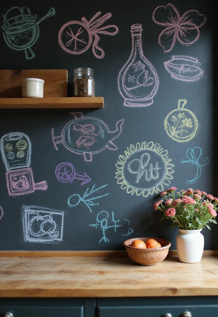 14 Kitchen Wall Design Ideas for Modern Functional Layouts - 11. Colorful Chalkboard Walls