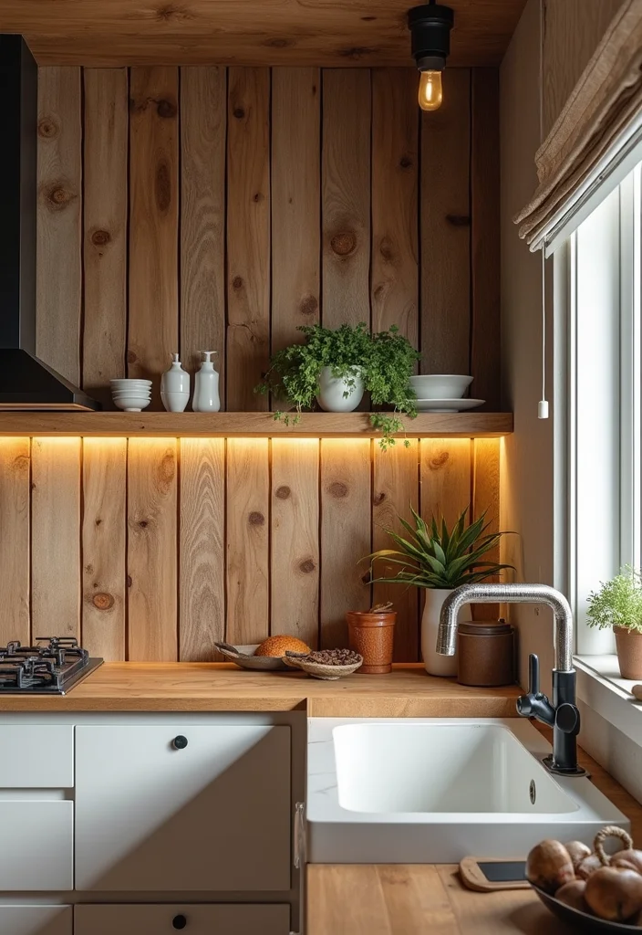 14 Kitchen Wall Design Ideas for Modern Functional Layouts - 12. Rustic Wood Accents