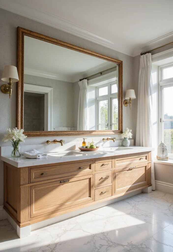 14 Large Bathroom Ideas for Open Airy Comfortable Style 10. Beautifully Framed Mirrors
