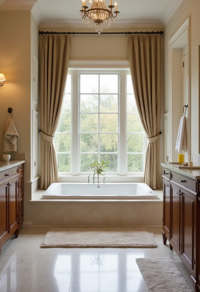 14 Large Bathroom Ideas for Open Airy Comfortable Style 9. High Quality Fabrics