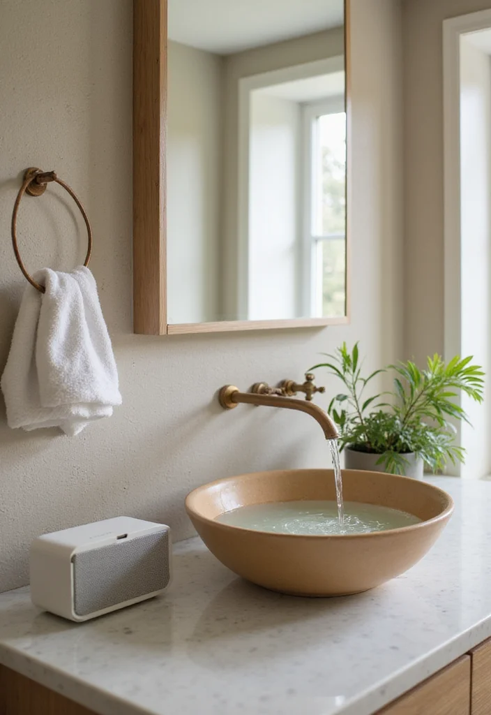 14 Spa Bathroom Ideas for Relaxing Warm Peaceful Retreats - 8. Incorporate Relaxing Sounds