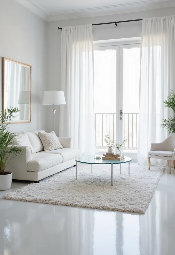 14 White Living Room Ideas for Bright Clean Airy Style - 8. Reflective Surfaces