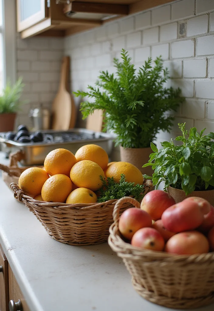 15 Kitchen Storage Ideas for Smarter Space and Better Organization - 9. Decorative Baskets