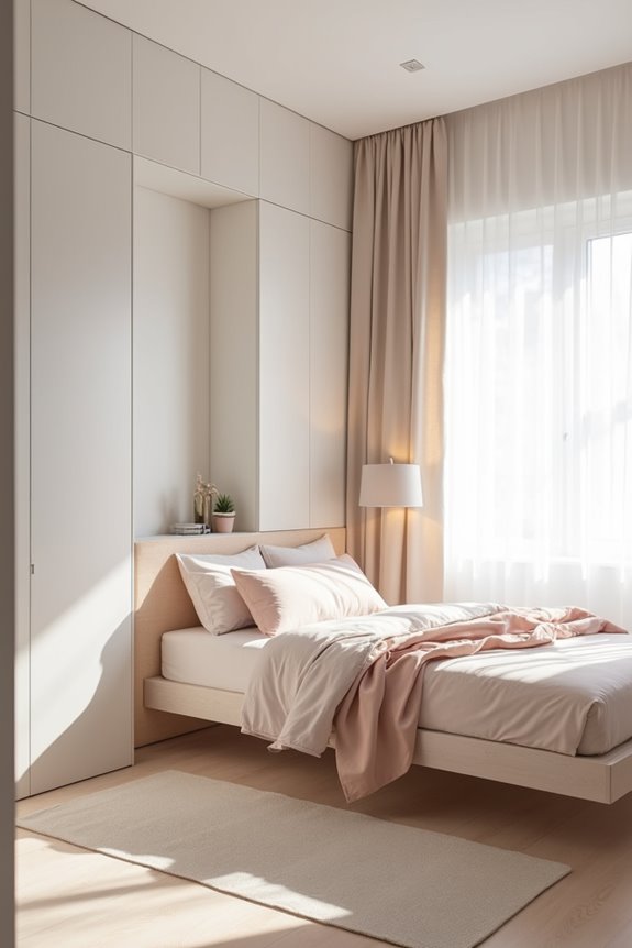 bright whites with warm accents expand space