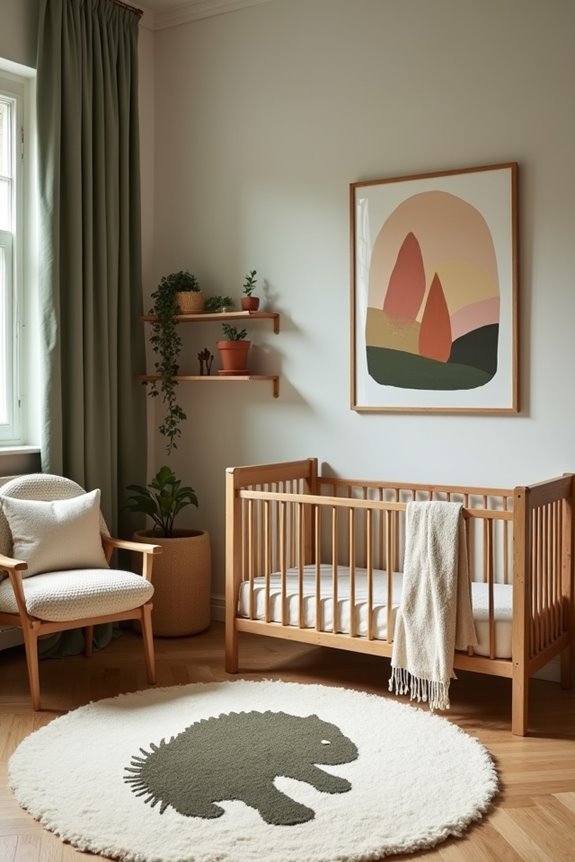 clean white nursery with blue accent yellow gray accents