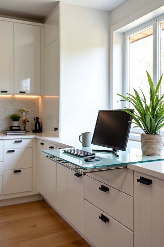 convert cabinetry into kitchen desk