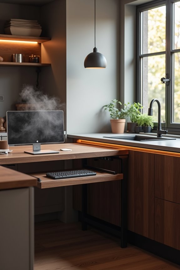 kitchen desk dimensions storage outlets