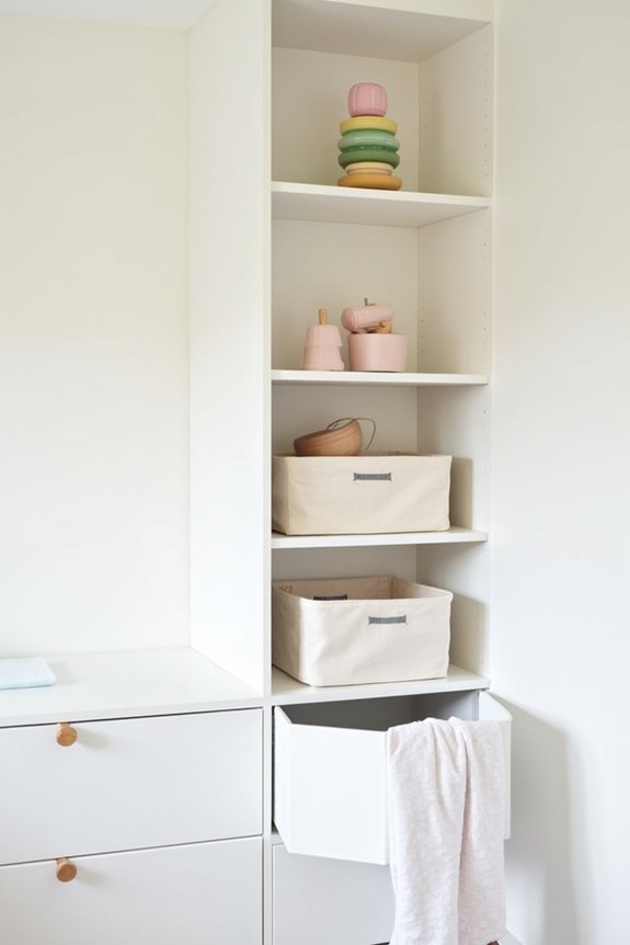 minimalist shelving with hidden storage