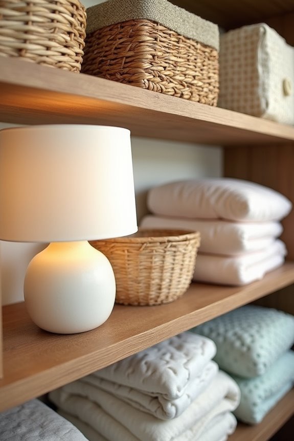 natural fiber baskets soft throws lamps