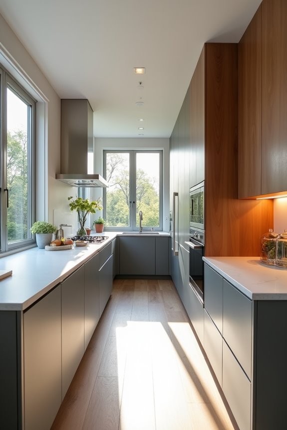 one wall kitchen peninsula efficiency