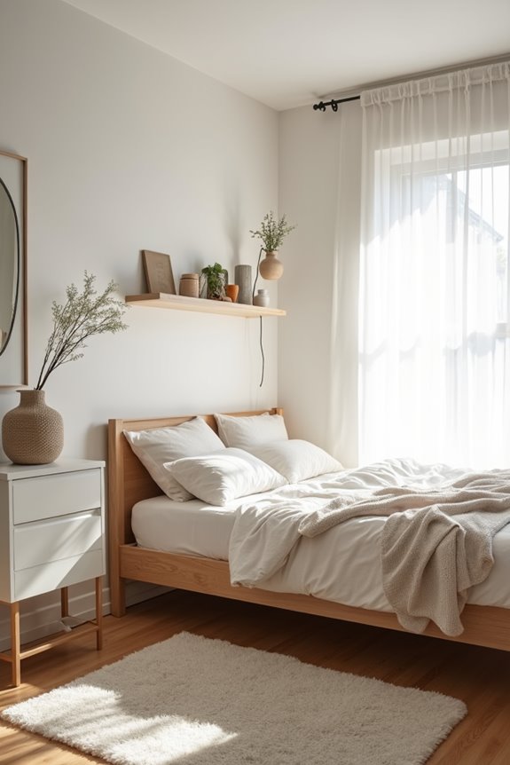 sleek low profile bed frame avoids clutter