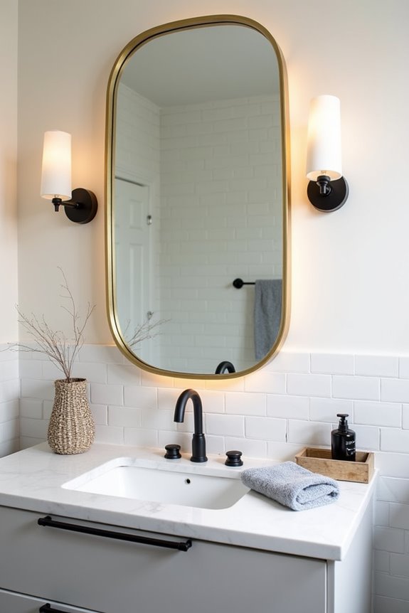 updated lighting hardware and mirror