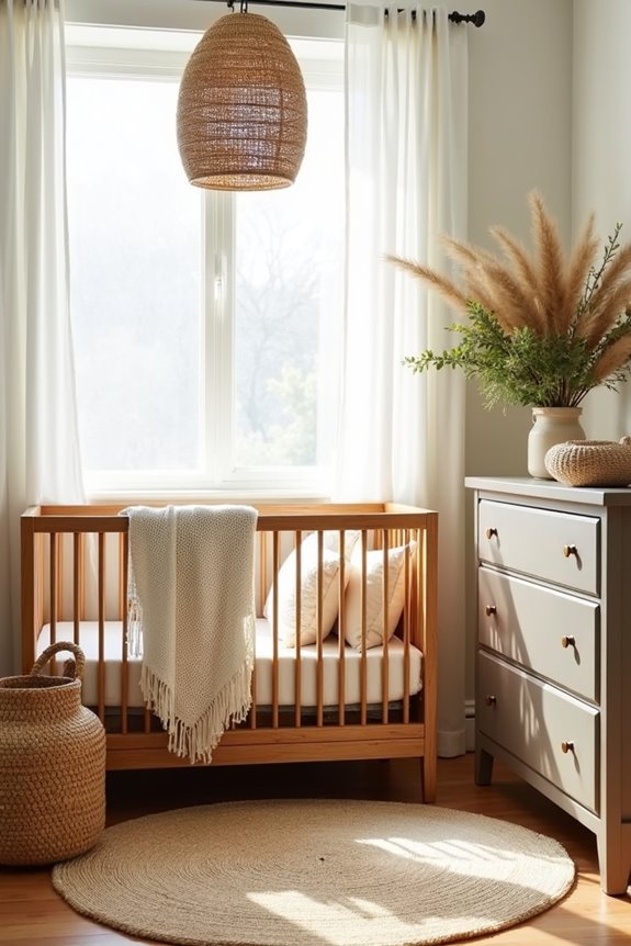wood toned lamps woven storage layered textures